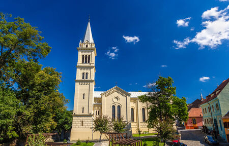 St. Joseph's Roman Catholic Cathedral in Sighisoara, Romaniaの写真素材