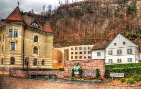 Statue of Josef Gabriel von Rheinberger in Vaduz - Liechtensteinのeditorial素材