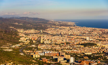 View of Barcelona from the top of Sagrat Cor templeの写真素材