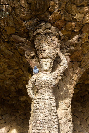 A statue in the Guell Park - Barcelona, Spainの写真素材