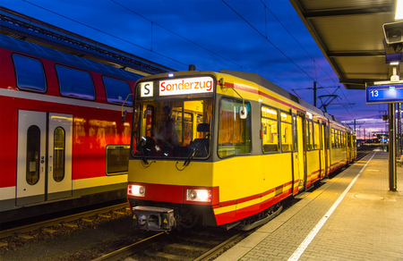 Tram-train at Karlsruhe railway station - Germanyのeditorial素材