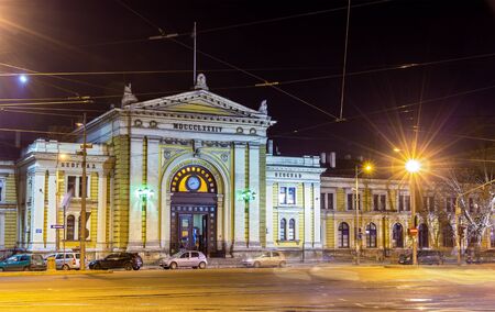 Belgrade Main Railway Station at night - Serbiaのeditorial素材