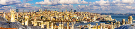 Panorama of Istanbul from the Sueymaniye Mosque - Turkeyの写真素材