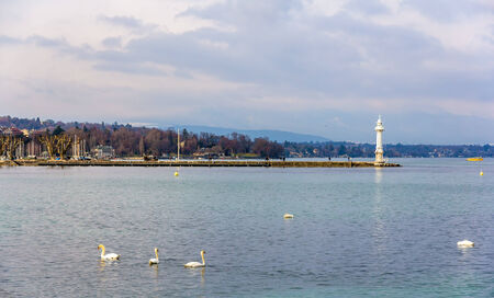 View of the Lighthouse in Geneva - Switzerlandの写真素材