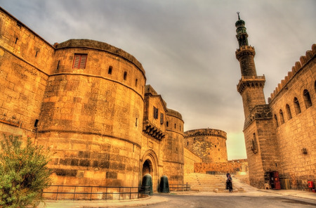 Gate Bab al-Qulla and Mosque of al-Nasir Muhammed at Cairo Citadel - Egyptの写真素材