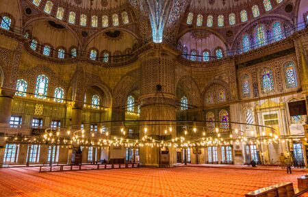 Interior of Sultan Ahmet Mosque (Blue Mosque) in Istanbul, Turkeyのeditorial素材