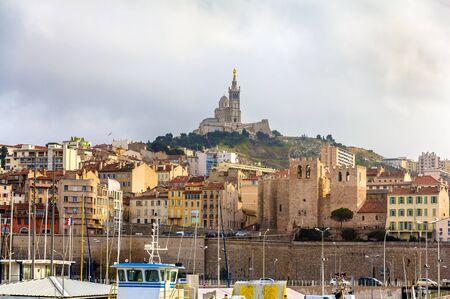 Notre-Dame de la Garde and Abbey of Saint Victor in Marseille - Franceの写真素材