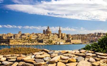 View of Valletta from a garden - Maltaの写真素材