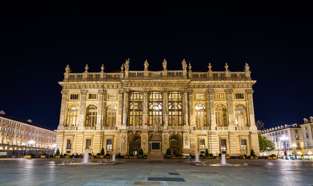 Palazzo Madama in Turin at night - Italyのeditorial素材