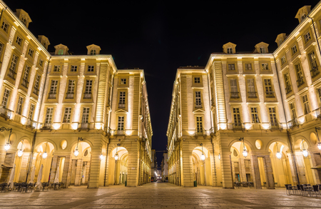 Buildings on the Square of Palazzo di Citta - Turin, Italyのeditorial素材