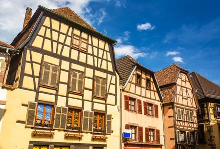 Traditional timbered houses in Ribeauville - Alsace, Franceのeditorial素材