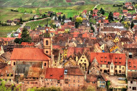 View of Riquewihr village in Alsace, Franceの写真素材