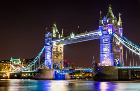 Night illumination of Tower Bridge in London - Englandの写真素材