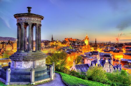 Dugald Stewart Monument on Calton Hill in Edinburgh - Scotlandのeditorial素材