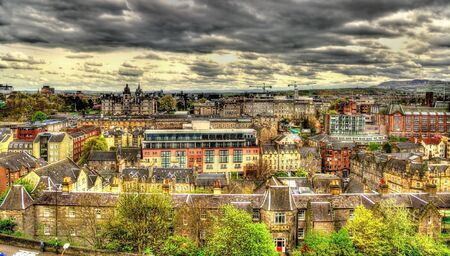 View of the city centre of Edinburgh from the Castleのeditorial素材
