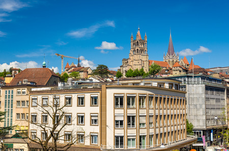 View of the city centre of Lausanne - Switzerlandのeditorial素材