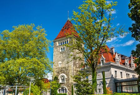 View of the Chateau d'Ouchy, a palace in Lausanne, Switzerlandのeditorial素材