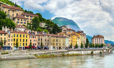 View of the embankment in Grenoble - Franceの写真素材