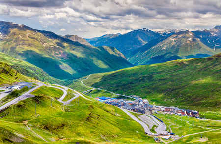 View of El Pas de la Casa from a mountain - Andorraの写真素材