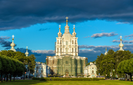 Smolny Cathedral in Saint Petersburg - Russiaの写真素材