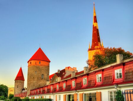 City walls and towers in Tallinn - Estoniaのeditorial素材