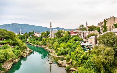 View of Mostar old town - Herzegovinaの写真素材
