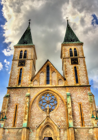 The Sacred Heart Cathedral in Sarajevo - Bosnia and Herzegovinaの写真素材
