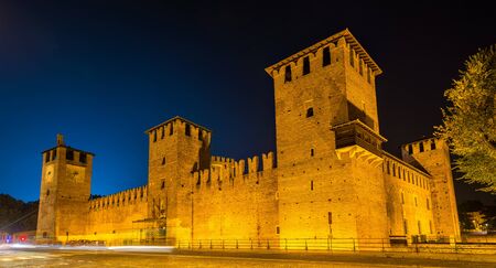 Castelvecchio castle in Verona in the eveningのeditorial素材