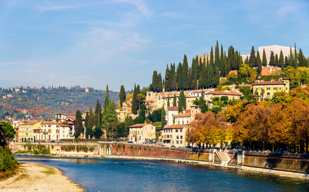 View of San Pietro hill in Verona - Italyのeditorial素材