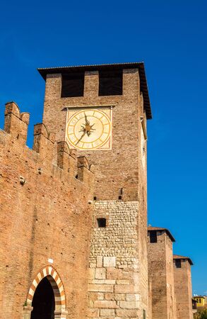 Towers of Castelvecchio fortress in Verona - Italyのeditorial素材