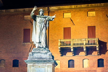 Monument to Girolamo Savonarola in Ferrara - Italyのeditorial素材