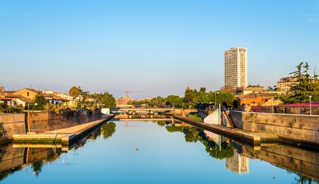View of Rimini above a lake - Italyの写真素材