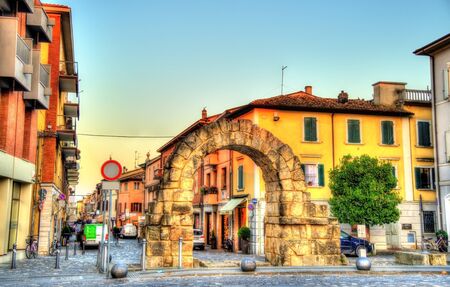 Porta Montanara, an ancient gate in Rimini - Italyの写真素材