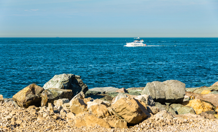 Persian Gulf near Palm Jumeirah island in Dubai, UAEの写真素材