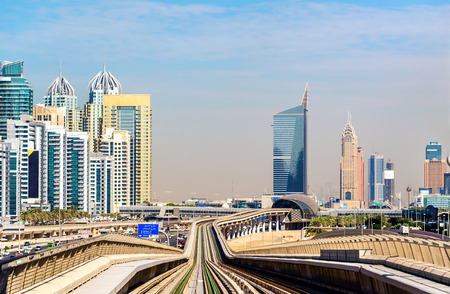 Metro line in Jumeirah district of Dubai, UAEのeditorial素材
