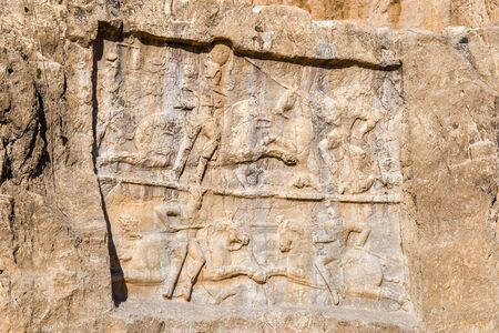 Ancient carvings at Naqsh-e Rustam necropolis in northern Shiraz, Iran.の写真素材