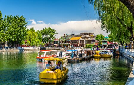 Beijing, China - May 15, 2016: Boats on Qianhai lake in Shichahai scenic area of Beijingのeditorial素材