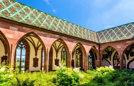 View of the Basel Minster Cathedral in Switzerlandの写真素材