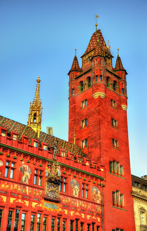 Rathaus, the Town Hall of Basel - Switzerlandの写真素材