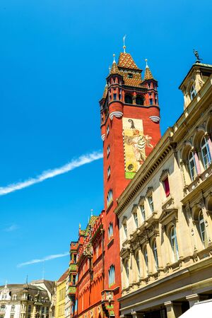 Rathaus, the Town Hall of Basel - Switzerlandの写真素材
