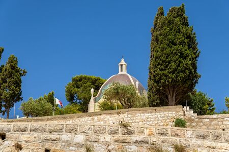 View of the Dominus Flevit Roman Catholic church on the Mount of Olives - Jerusalem, Israelの写真素材