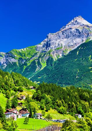 View of Gurtnellen, a village in Swiss Alps, canton Uriの写真素材