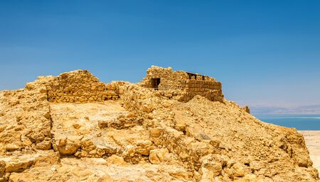 View on the ruins of the Masada fortress - the Judaean Desert, Israelの写真素材