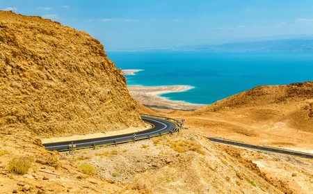 View of Dead Sea coastline in Israelの写真素材