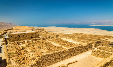 View on the ruins of the Masada fortress - the Judaean Desert, Israelの写真素材