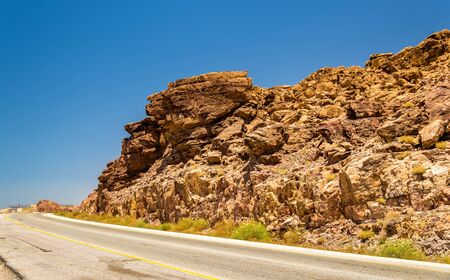 Highway 65 near the Dead Sea in Jordanの写真素材
