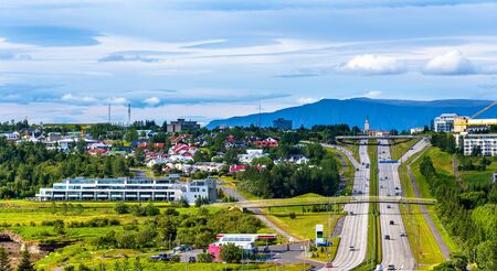 Kringlumyrarbraut street, part of Route 40 in Reykjavik - Icelandの写真素材