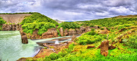Bruarhlod Canyon of the Hvita river near Gullfoss Waterfall in Icelandの写真素材