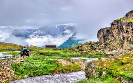 Landscape of the Geiranger valley near Dalsnibba mountain - Norwayの写真素材