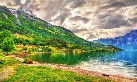 Oppstrynsvatn lake at Oppstryn village, Sogn og Fjordane county, Norway